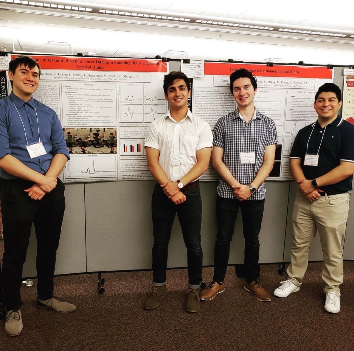 Victor Sarmiento presenting with his group at the UNLV Summer Undergraduate Research Symposium